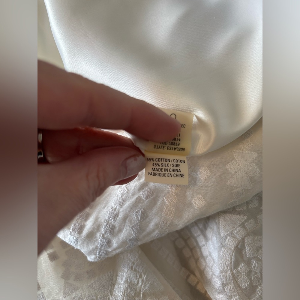 Elie Tahari Silk & Cotton Embroidered Skirt cream white Size 4 Feminine Elegant - Picture 5 of 5